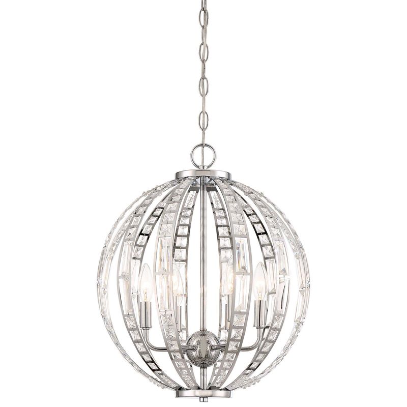 Palermo 6 Light 16&quot; Wide Taper Candle Pendant with Crystal Accents Chrome
