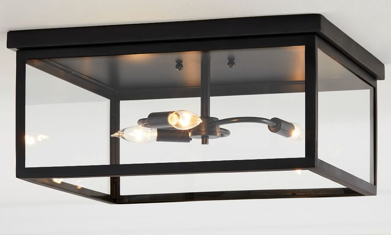 Manor Outdoor Glass &amp; Iron Flush Mount
