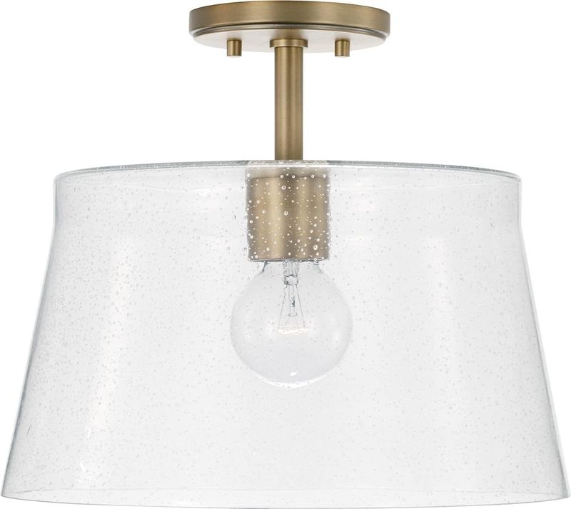 Baker 14&quot; Wide Semi-Flush Ceiling Fixture / Pendant Aged Brass