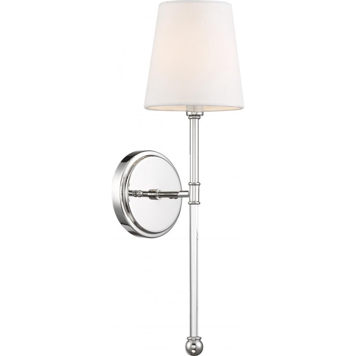 1 Light Wall Sconce Polished Nickel Finish with White