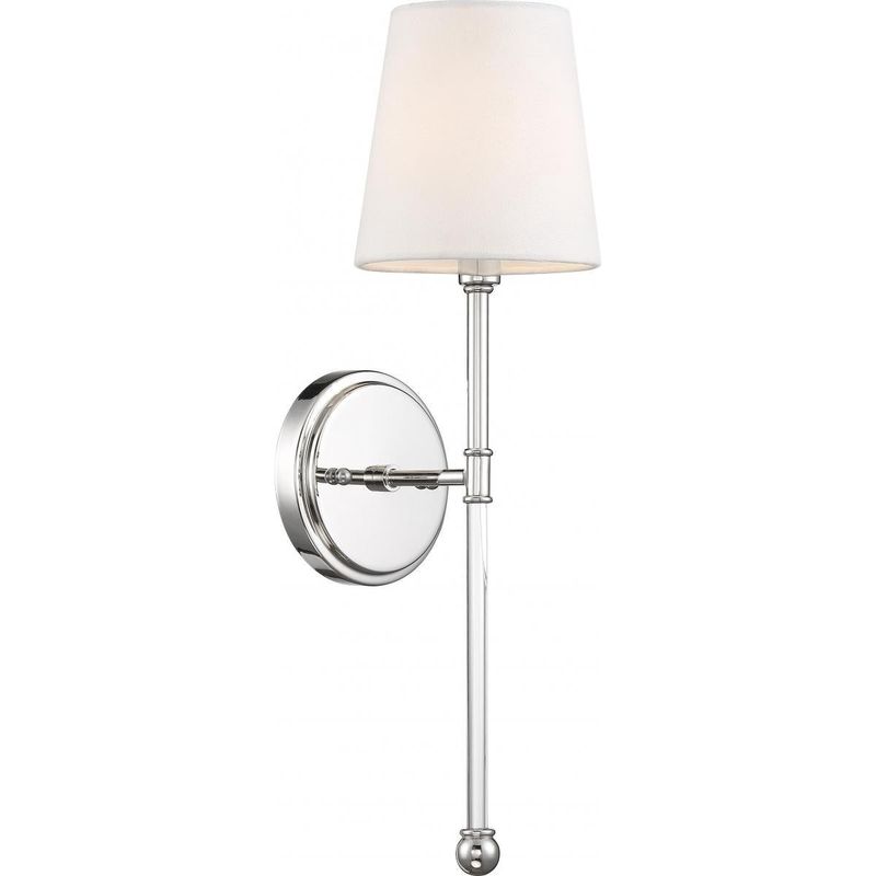 1 Light Wall Sconce Polished Nickel Finish with White