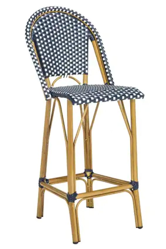 Outdoor Bistro Bar Stool in Navy/White - Set of 2
