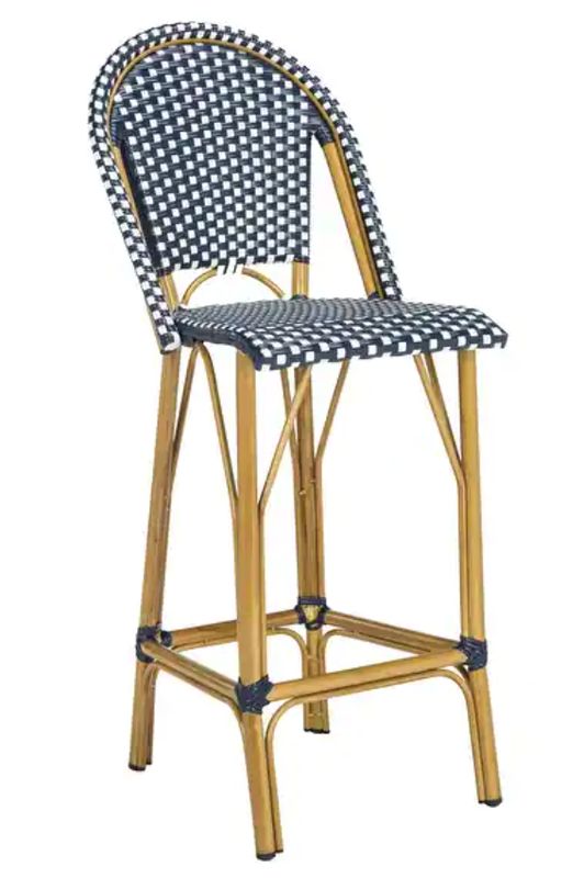 Outdoor Bistro Bar Stool in Navy/White - Set of 2