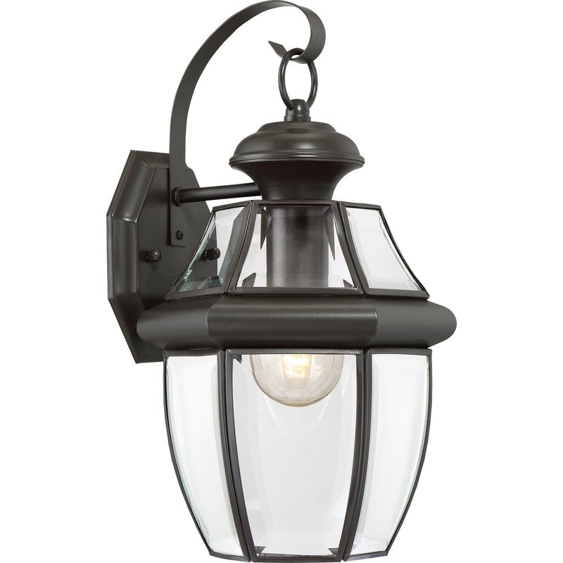 Newbury 1 Light 14&quot; Tall Outdoor Wall Sconce with Clear Glass in Bronze