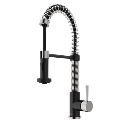 Edison 1.8 GPM Single Hole Pre-Rinse Pull-Down Kitchen Faucet with SmartHandle™ Technology Stainless and Matte Black