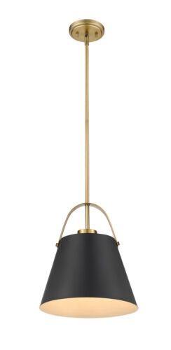 Z-Studio 13&quot; Wide Pendant Black and Brass Finish