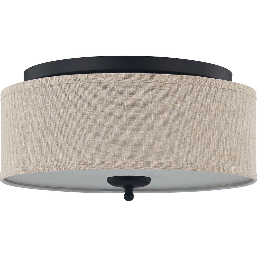 Blanche 16 in. 3-Light Matte Black Flush Mount with Shade