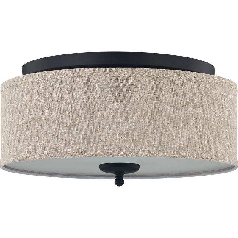 Blanche 16 in. 3-Light Matte Black Flush Mount with Shade