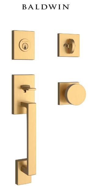 La Jolla Sectional Single Cylinder Keyed Entry Handleset with Interior Contemporary Knob for Thick Doors