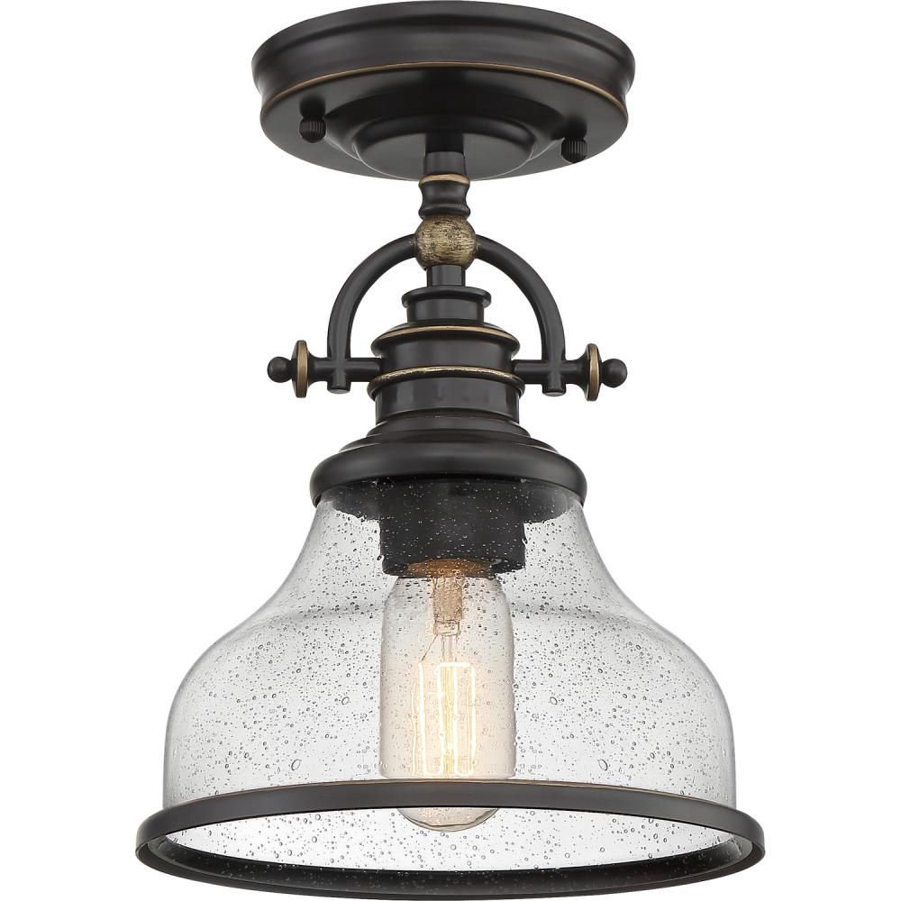Grant 8&quot; Wide Semi-Flush Ceiling Fixture in Bronze