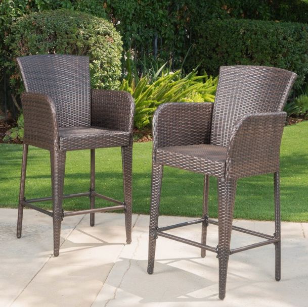 Anaya Multi Brown Wicker Barstool (Set of 2)