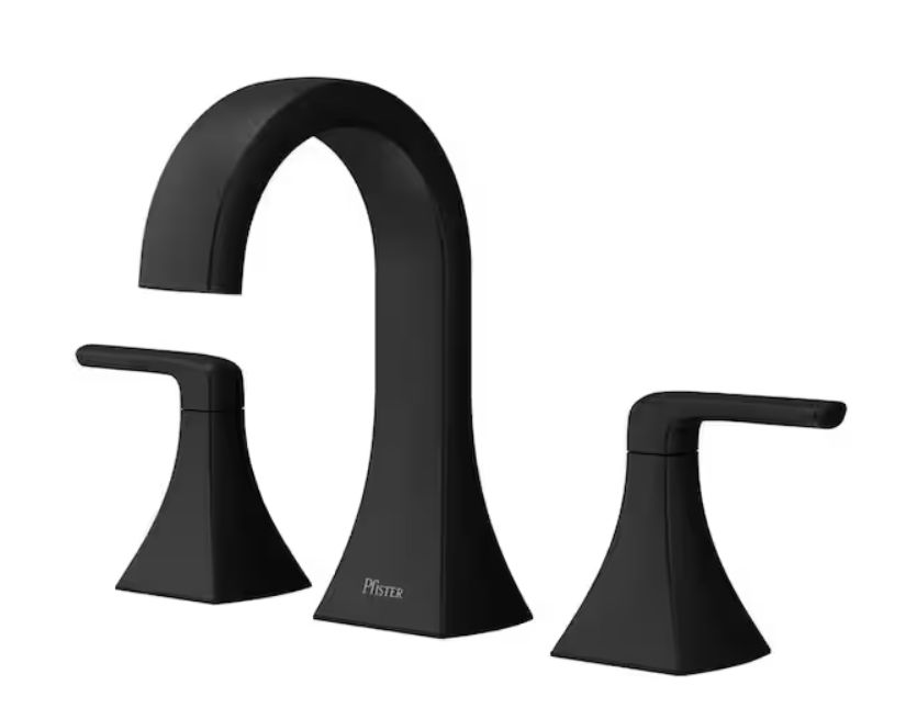 Bruxie 8 in. Adjustable Widespread Double Handle Bathroom Faucet with Drain Kit Included in Spot Defense Matte Black