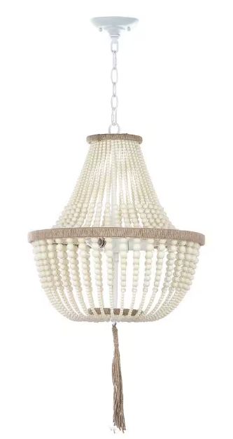 Lighting Kristi 3-light Cream Adjustable Beaded Pendant Lamp