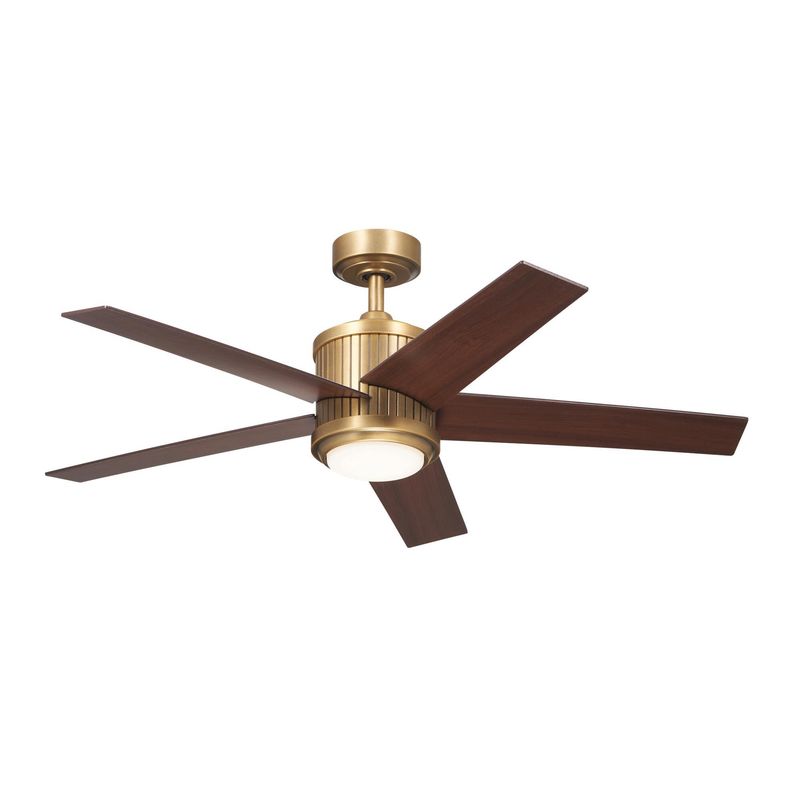 Brahm 48&quot; 5 Blade Indoor LED Ceiling Fan with Remote Control in Natural Brass