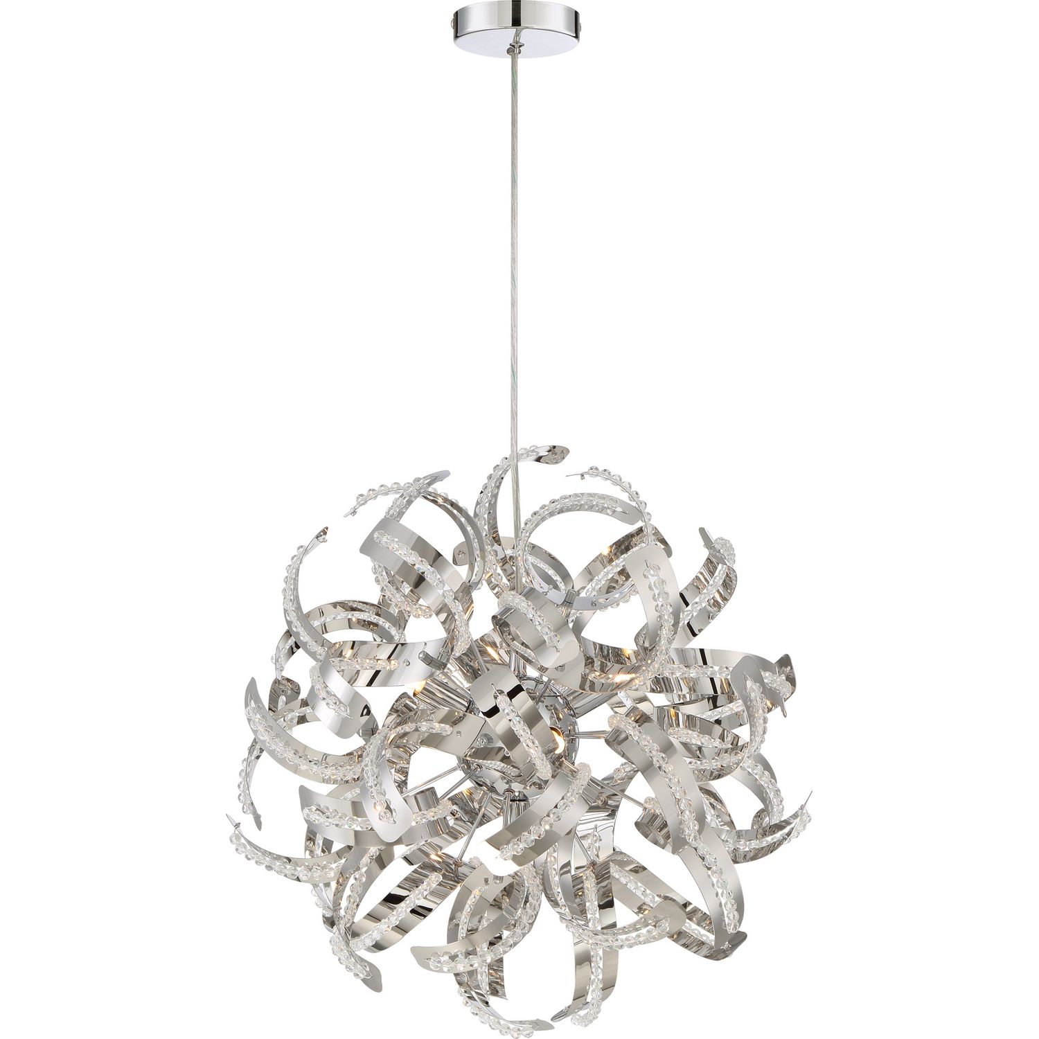 Ribbons 5 Light 17&quot; Contemporary Globe Pendant Crystal Chrome