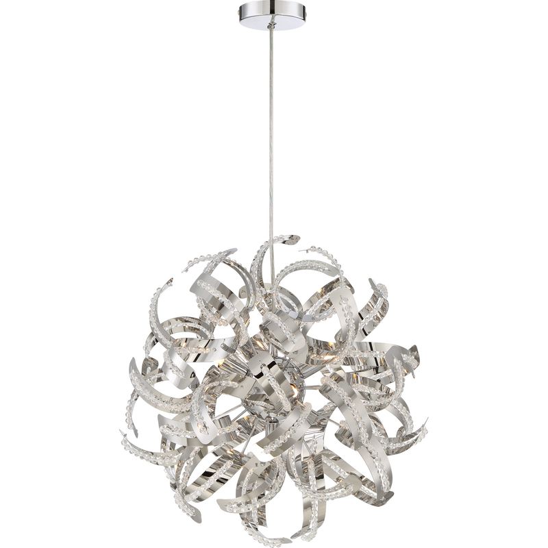 Ribbons 5 Light 17&quot; Contemporary Globe Pendant Crystal Chrome