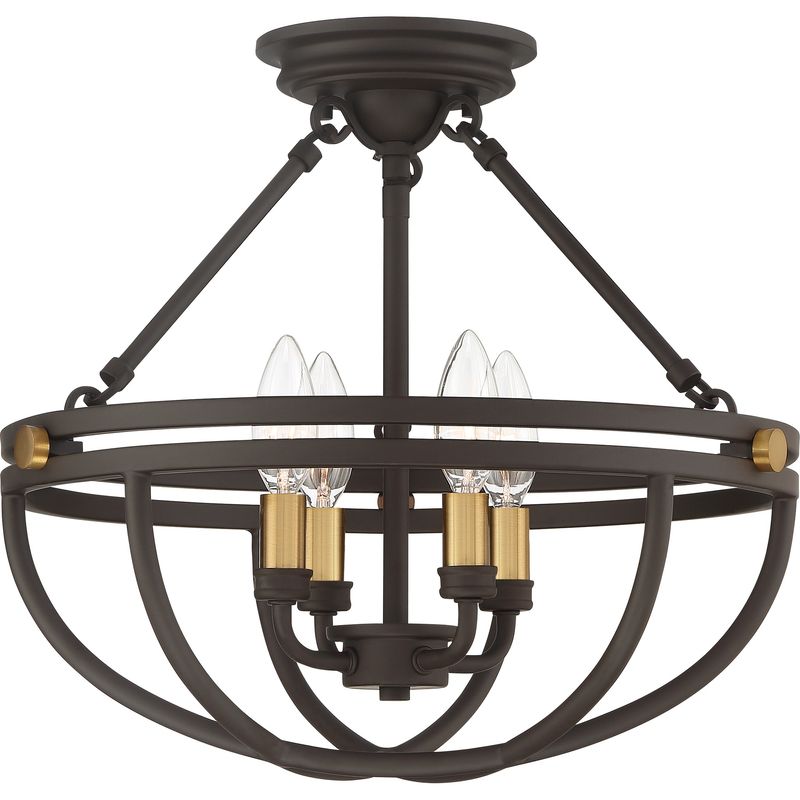 Sergeant 4 Light 16&quot; Wide Semi-Flush Bowl Ceiling Fixture in Western Bronze