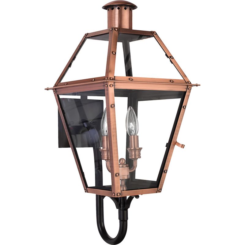 Rue De Royal 2 Light 24&quot; Tall Outdoor Wall Sconce in Aged Copper