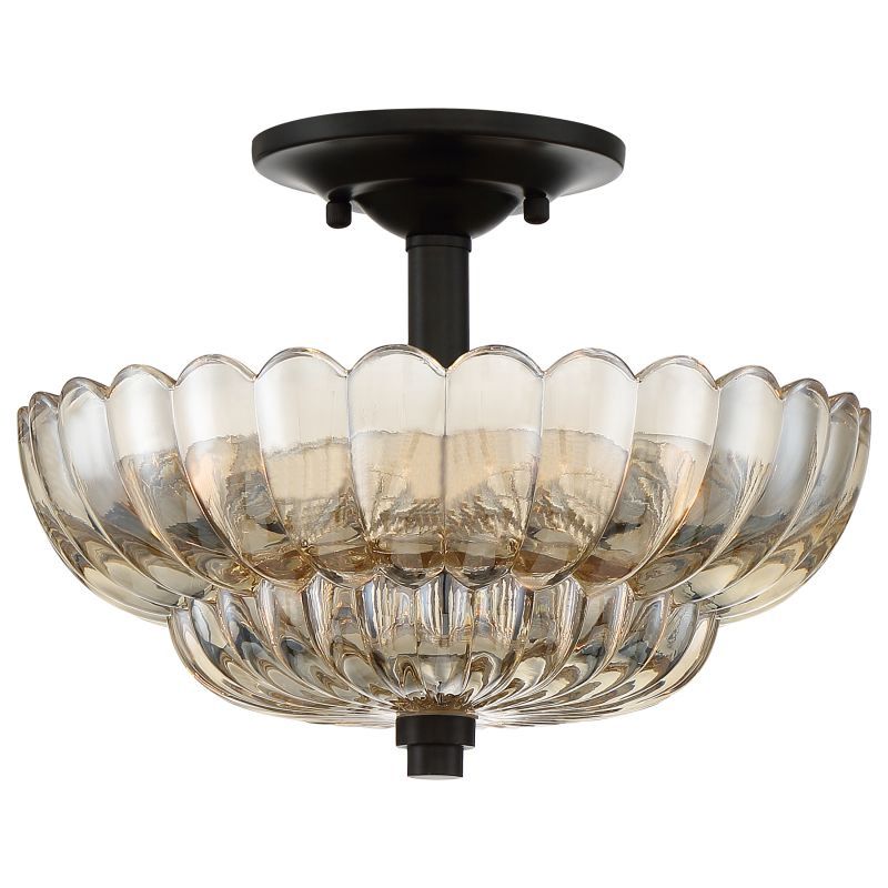 Whitecap 3 Light 12&quot; Wide Semi Flush Ceiling Fixture Mottled Cocoa