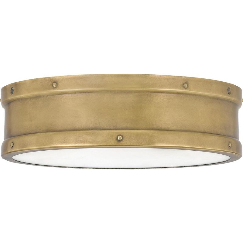 Ahoy 13&quot; Wide LED Flush Mount Drum Ceiling Fixture Weathered Brass