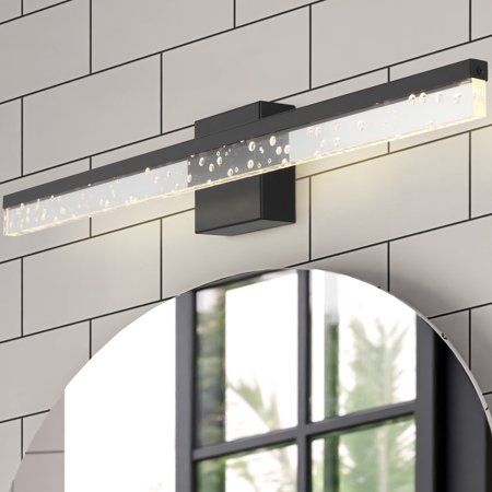 Ingres 30&quot; Wide LED Bath Bar in Black and Bubble Glass