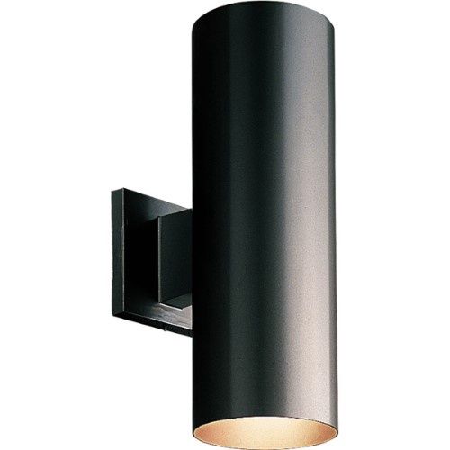 Cylinder 14&quot; Tall 2 Light Outdoor Wall Sconce in Black
