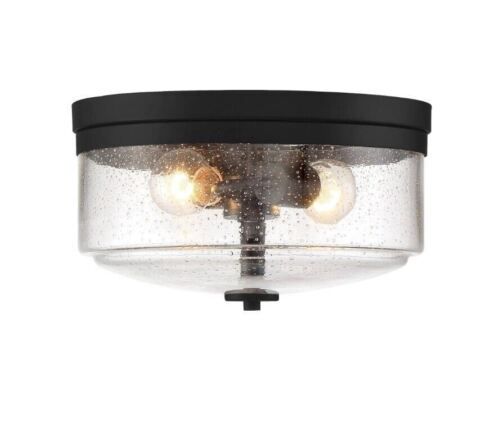 Ocana 2 Light 13&quot; Wide Flush Mount Drum Ceiling Fixture in Black
