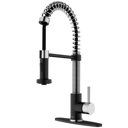 Edison 1.8 GPM Single Hole Pre-Rinse Pull Down, Out Kitchen Faucet - Includes Escutcheon in Matte Black and Stainless Steel