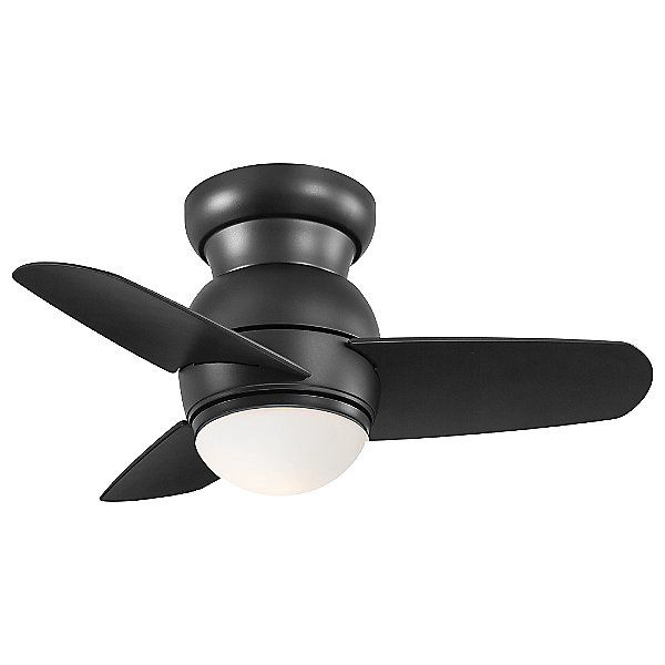 Spacesaver 26&quot; 3 Blade Indoor LED Flush Mount Ceiling Fan with Wall Control Included Coal Finish