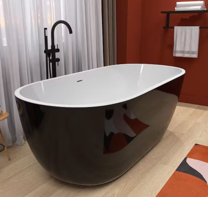65 in Black Acrylic Free Standing Bathtub