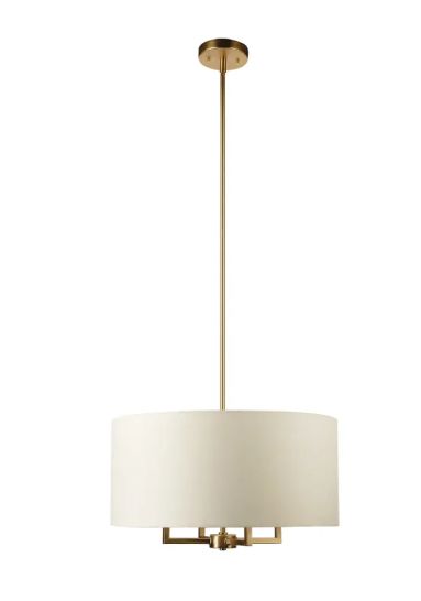 4 Light 20&quot; Wide Drum Chandelier in Matte Brass