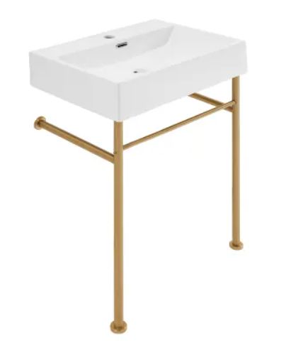 Claire 23-5/8&quot; Rectangular Ceramic, Stainless Steel Console Bathroom Sink with Overflow