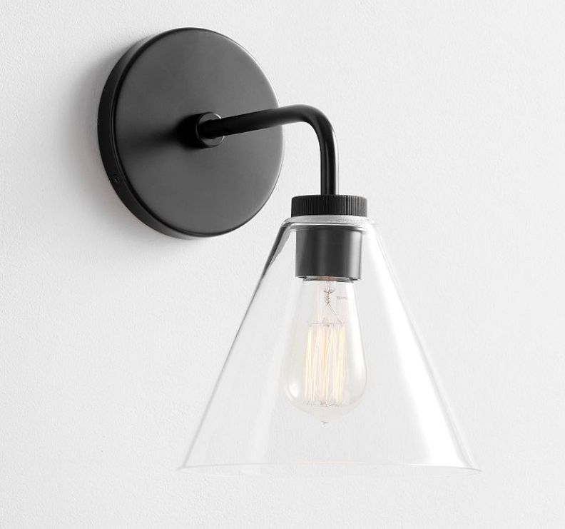 13 in Reagan Cone Sconce in Black