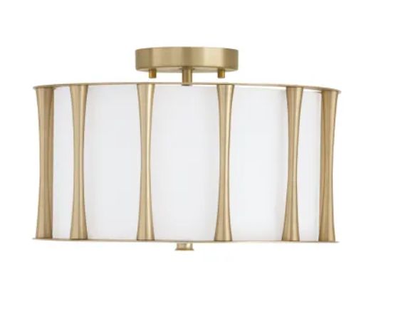 Bodie 3 Light 15&quot; Wide Semi-Flush Drum Ceiling Fixture in Matte Brass