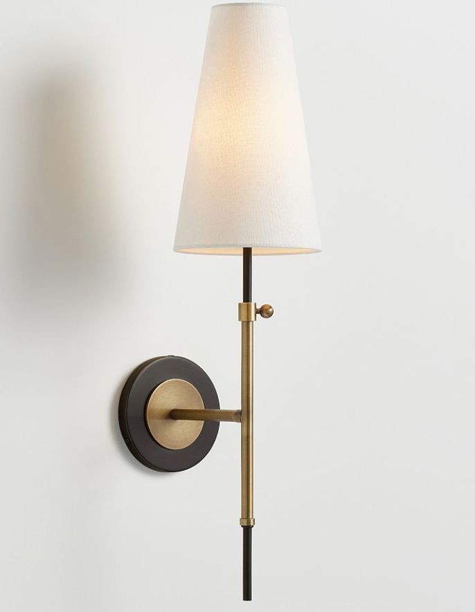 24 in Tall Harrison Metal Sconce in Black and Aged Brass / Gold