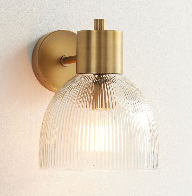 12 in Valerie Ribbed Glass Sconce in Gold
