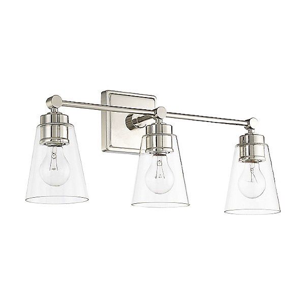 3 Light 10&quot; Tall Bathroom Vanity Light in Polished Nickel