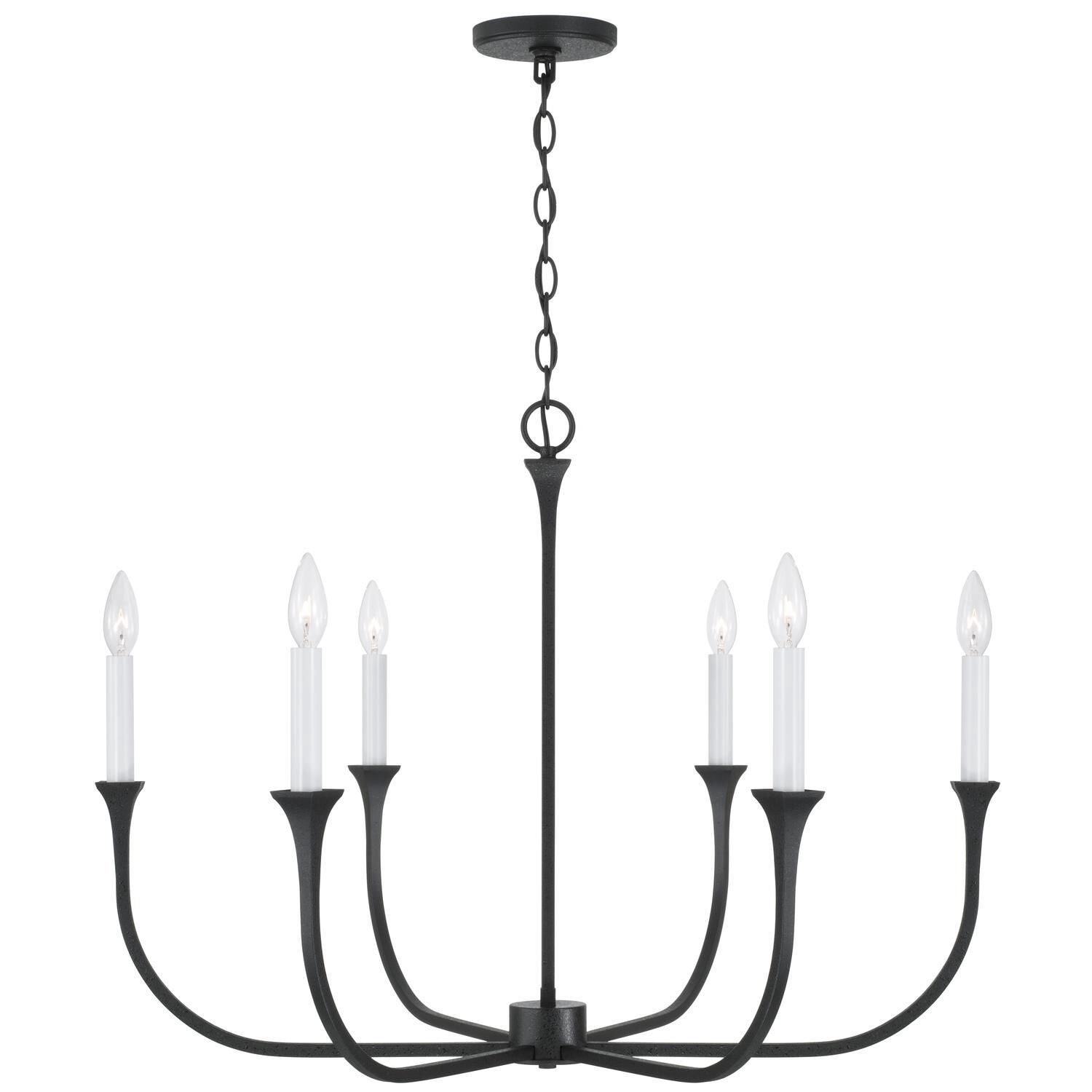 Decklan 6 Light 32&quot; Wide Taper Candle Style Chandelier in Black Iron