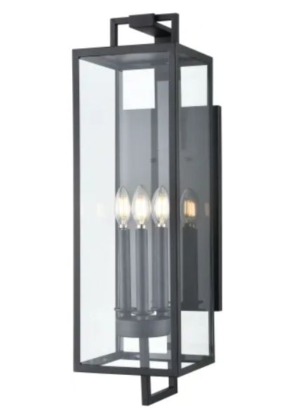 Lamont 3 Light 29&quot; Tall Outdoor Wall Sconce with Clear Glass Shade - ADA Compliant in Textured Black