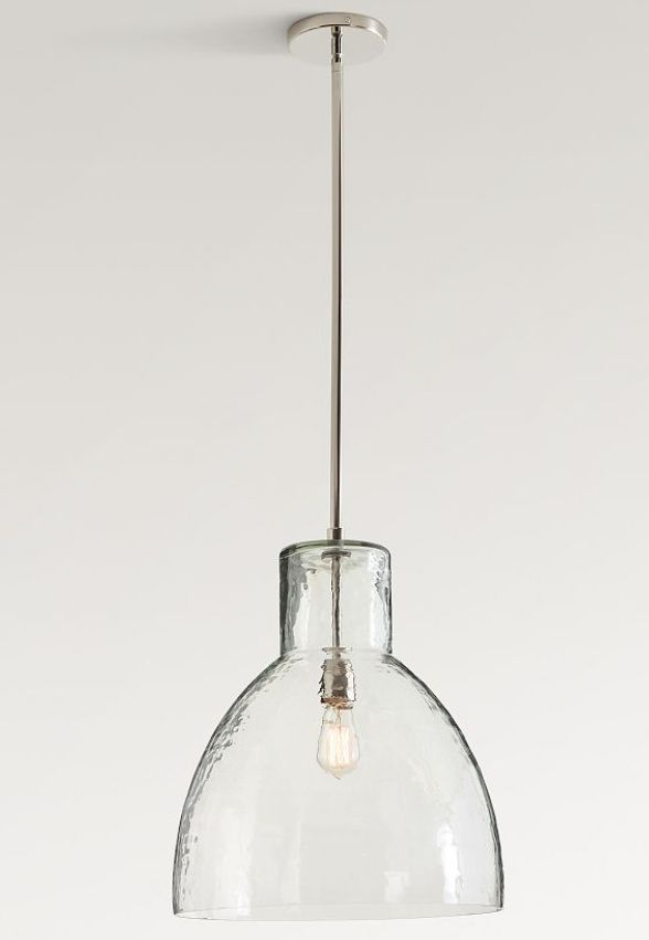 17 in Bridget Recycled Glass Pendant in Polished Nickel