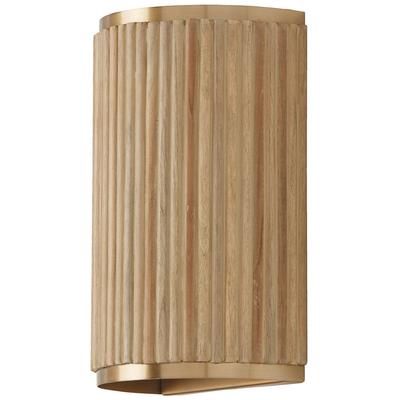 Donovan 2 Light 12&quot; Tall Wall Sconce with Mango Wood Shade inWhite Wash / Matte Brass