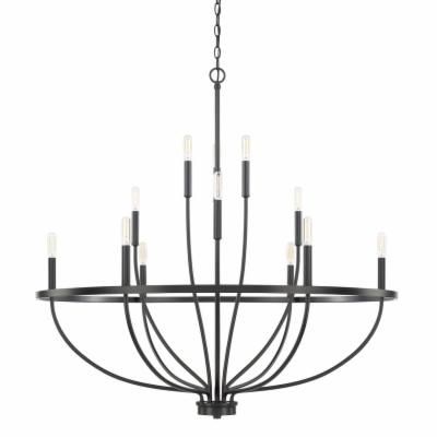 Greyson 12 Light 40&quot; Wide Taper Candle Chandelier in Black