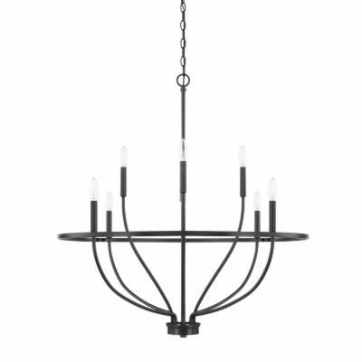 Greyson 8 Light 34&quot; Wide Taper Candle Chandelier in Black