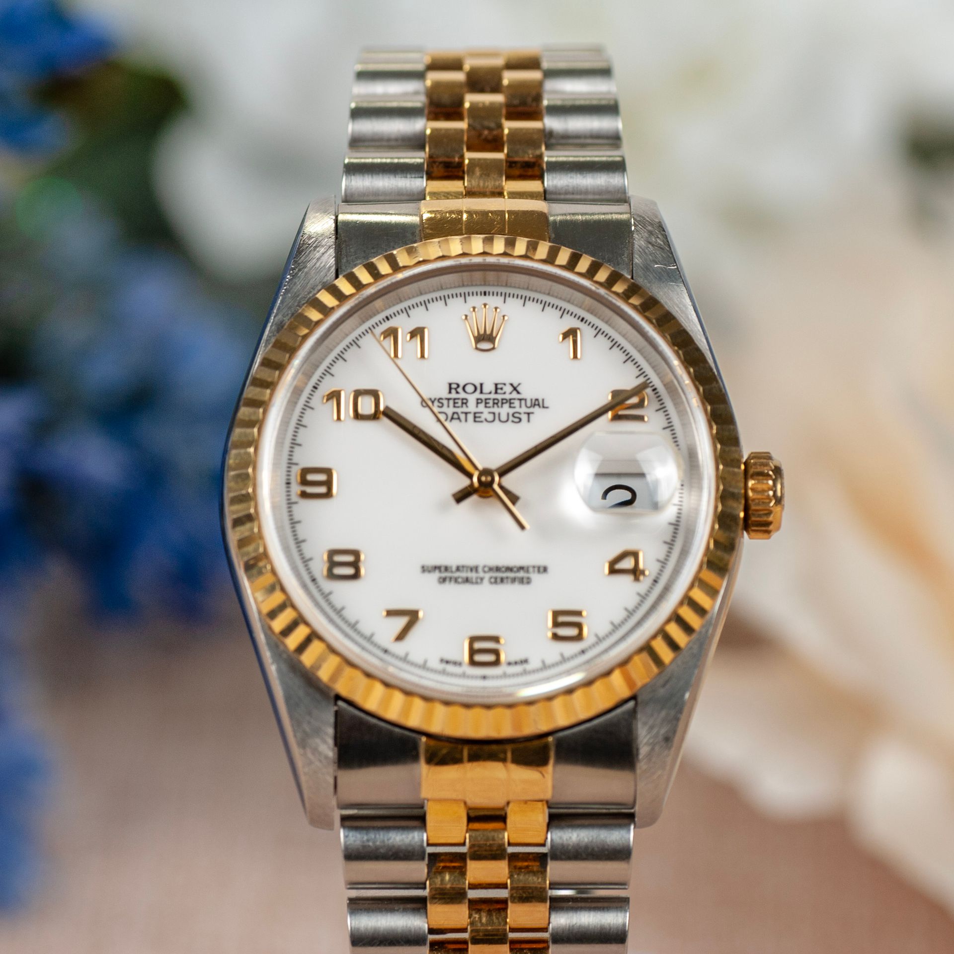Rolex Datejust 36 Steel & Gold White Arabic Dial - 16233