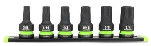 Grip Edge Tools 6-PC 1/2" Dr Short SAE Impact RPT Hex Driver Set