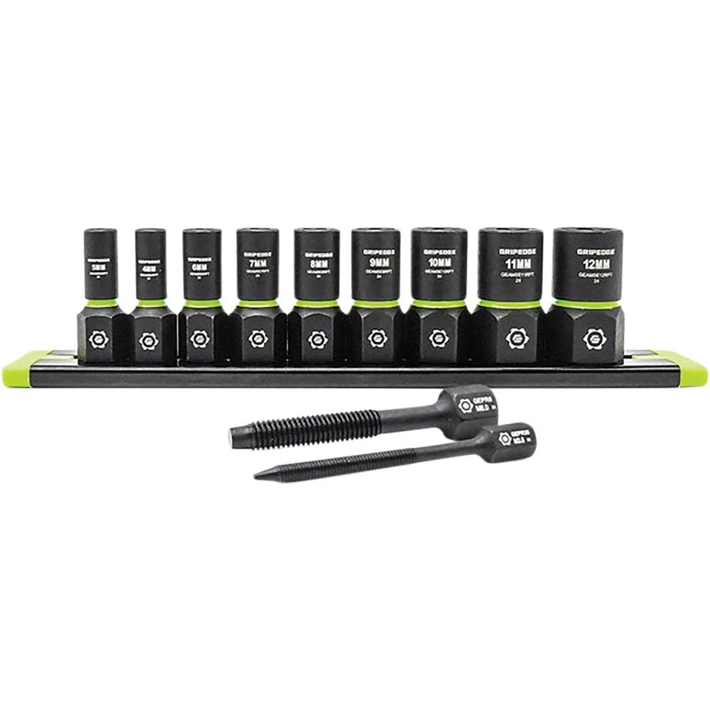 Grip Edge Tools 9-PC 1/4" Drive Metric RPT Socket Extractor set