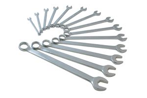 SUNEX 14 Pc. SAE Full Polish V-Groove Combi Wrench Set 9915A