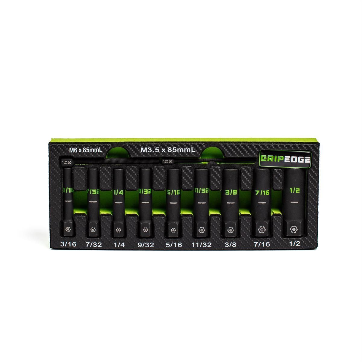 Grip Edge Tools 9-PC 1/4" Drive SAE RPT Socket Extractor with FORS set (deep length)