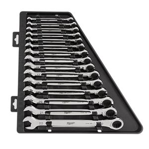 Milwaukee Tool 15pc Ratcheting Combination Wrench Set - 144 Ratcheting Positions Metric 48-22-9516