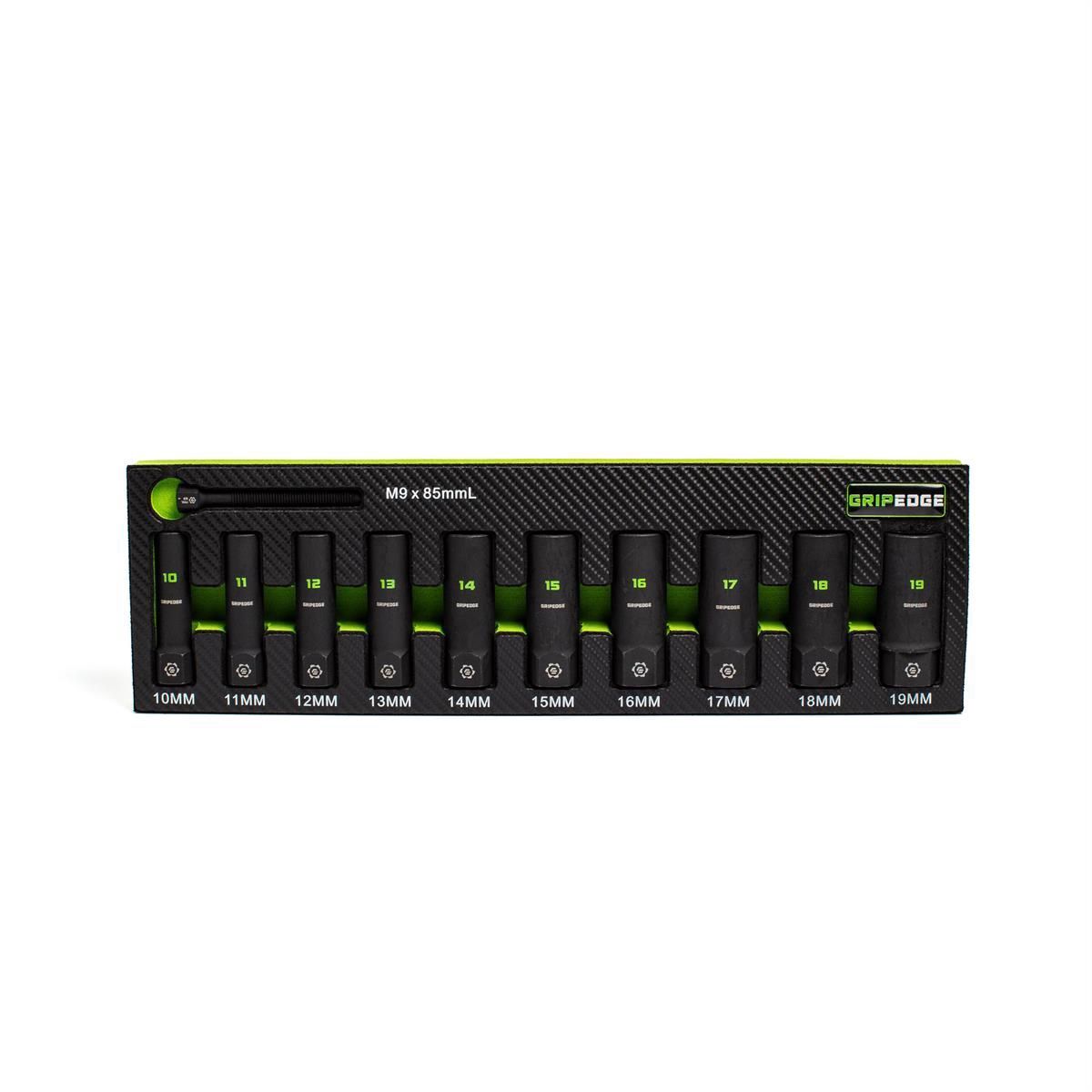 Grip Edge Tools 10-PC 3/8" Drive Metric RPT Socket Extractor with FORS set (deep length)